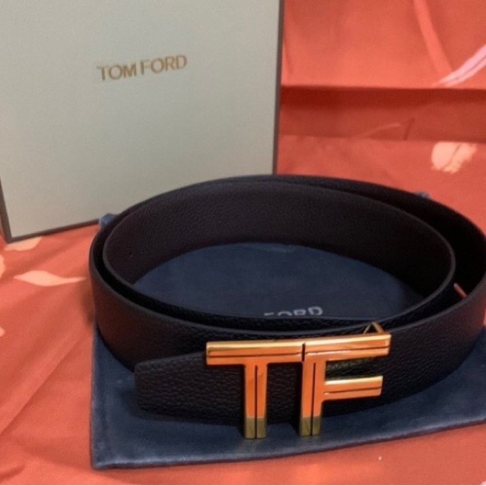 Premium Tom Ford T-buckle belt with premium texture